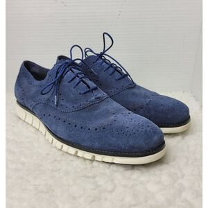 Cole Haan Men's Zerogrand Sneaker Oxford Size 10.5 Blue Suede Wingtip Brogues